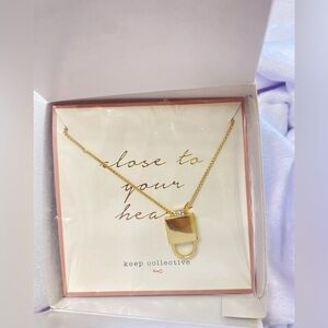 KEEP Collective Gold Lock Charm Keeper Necklace Adjustable Chain